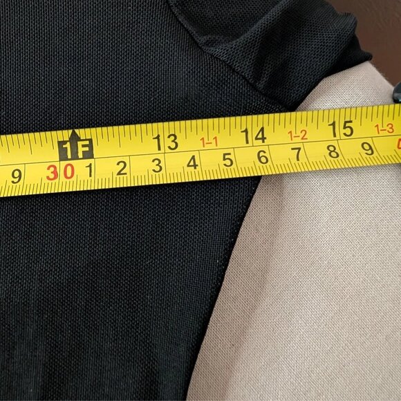 Black Sheer Mesh Maxi Dress Whimsigoth Mermaid Puddle Hem Mock Neck Gown M 6 - Picture 9 of 11